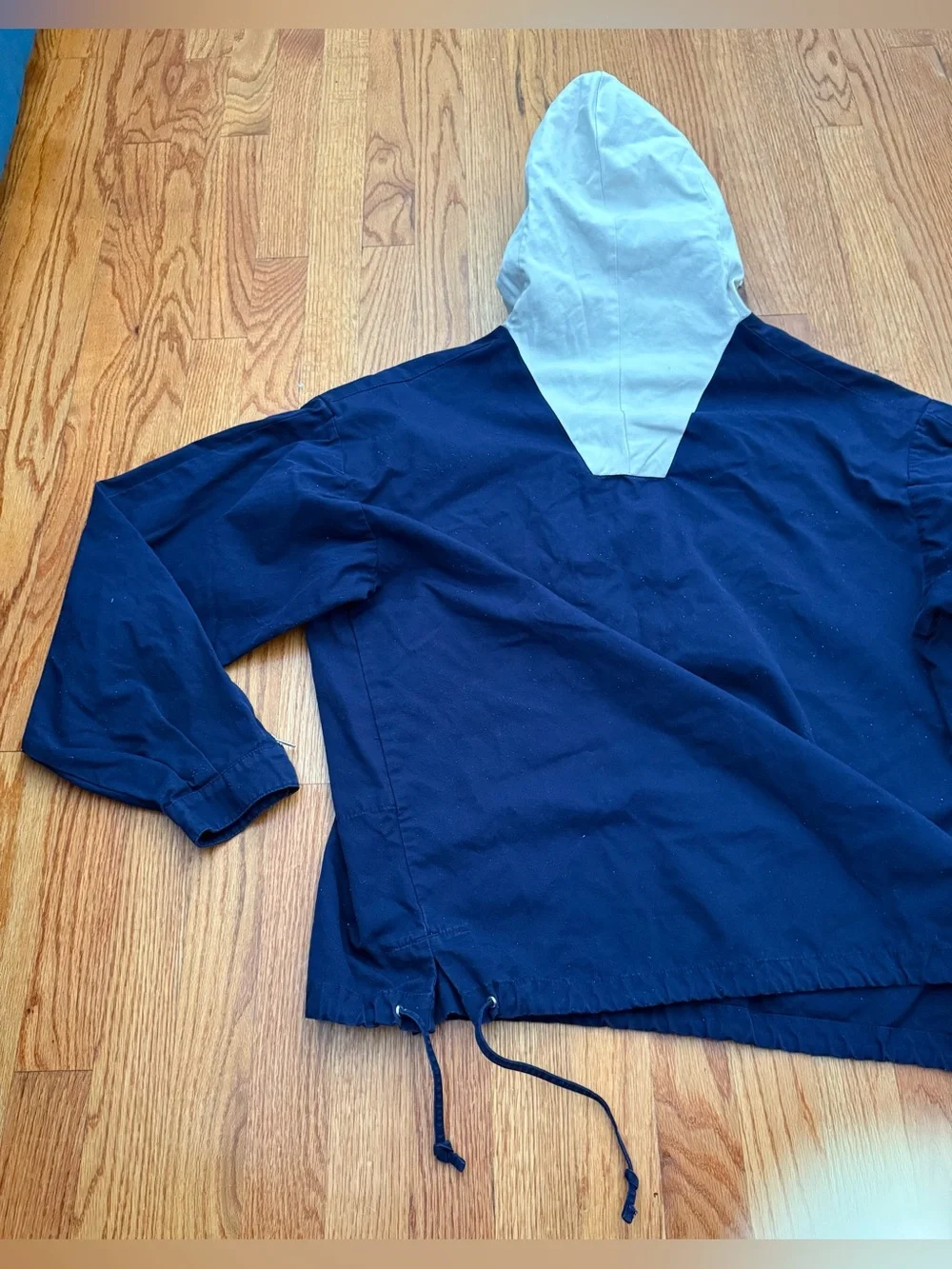 Vintage 1980's 1990’s J.Crew Two-Tone Anorak Parka Pullover Size M Blue White